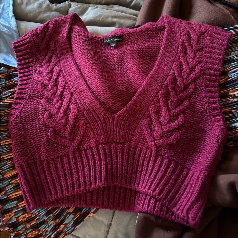 NWOT For Love & Lemons Cropped Sweater Vest - Picture 4 of 4